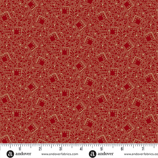Bridgeport Tumbling Squares Red Fabric