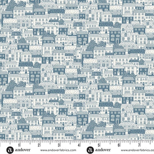 Driftwood - Cottages - Blue - Yardage