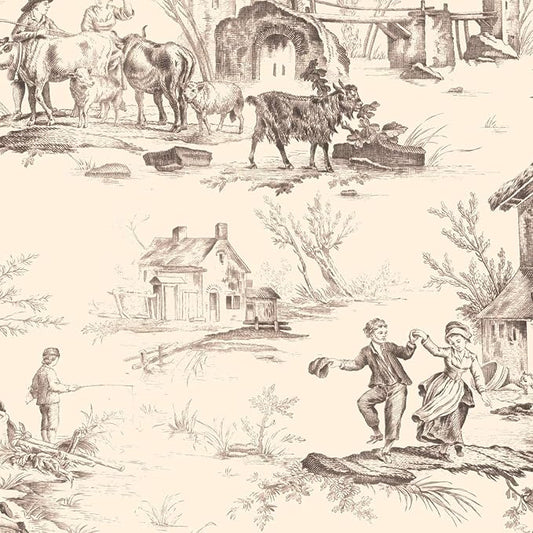 Blackberry Bramble - Toile - Ivory - Yardage