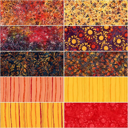 Wildflowers Expressions Batiks - 5" Squares, 42 pcs - Sunset B - Charm Pack