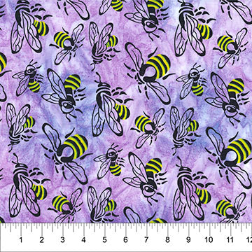 Buzzy Bee Batik - Bees - Lilac - Yardage