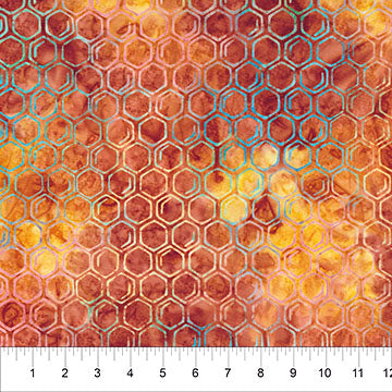 Buzzy Bee Batik - Honeycomb - Rust - Yardage