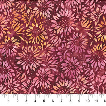 Buzzy Bee Batik - Flower - Wine - Yardage