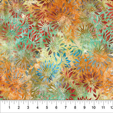 Buzzy Bee Batik - Flower - Rust/Multi- Yardage
