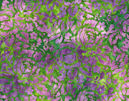 Floral Tapestry Batik - Roses - Olive Green - Yardage