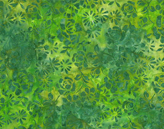 Floral Tapestry Batik - Petals - Avocado - Yardage