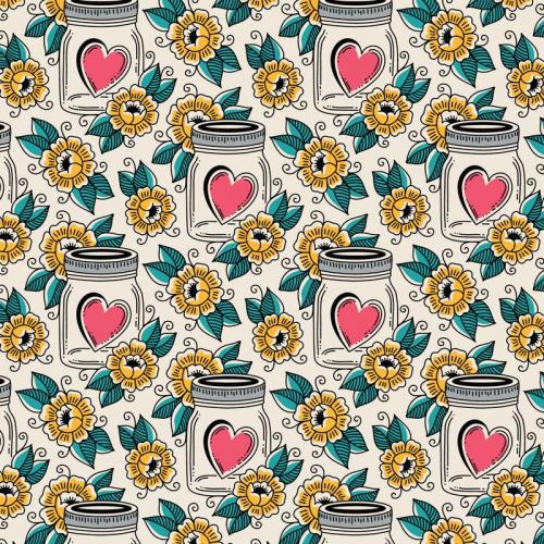 Love, Ink - Jars - Cream - Yardage