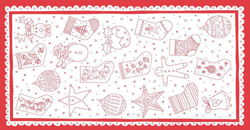 Redwork Christmas Panel  24" x 44"