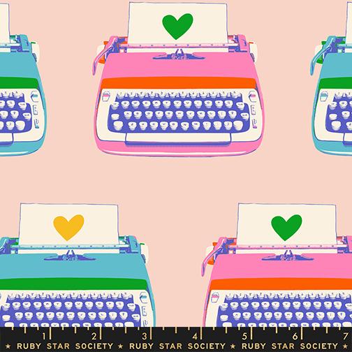 Best Day Ever - Typewriters - Vintage Pink - RS0104 13 - Yardage