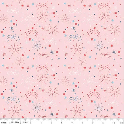 Firework Fields - Fireworks - Pink - Yardage