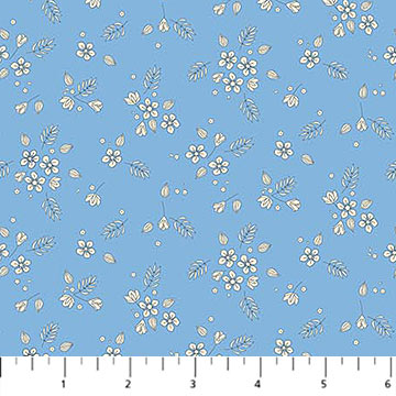 Floral Romance - Blossoms - Blue - Yardage