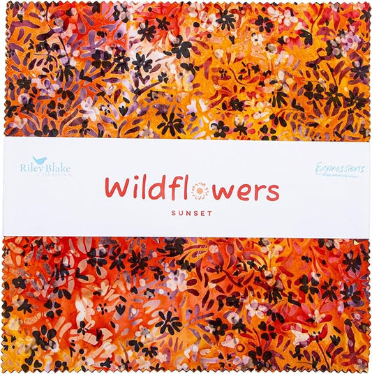 Wildflowers Expressions Batiks - 10" Squares, 42 pcs, Sunset B - Layer Cake