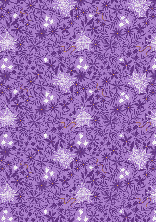 Witchy Woods Floral Cobwebs A884A Light Purple Fabric