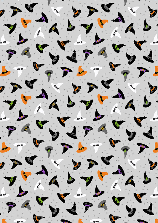 Witchy Woods Witches Hats A886A Ghostly Gray Fabric