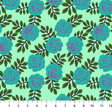 Yesterday -Carnation - Aqua - Yardage