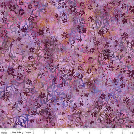 Wildflowers Expressions Batiks - Flowers - Dusty Periwinkle - Yardage