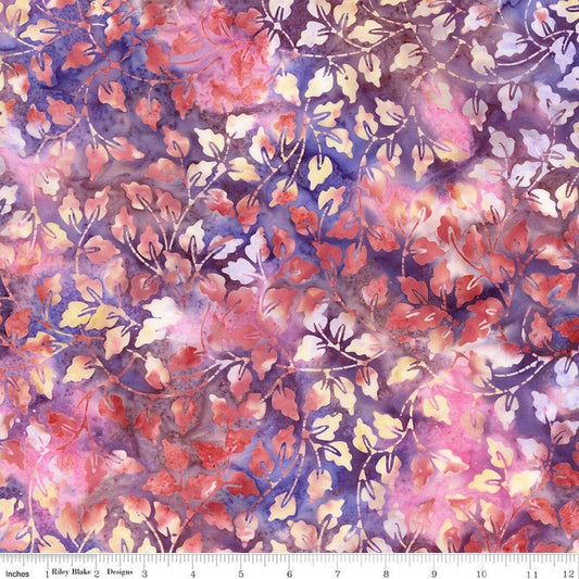 Wildflowers Expressions Batiks - Leaves - Raspberry Nightshade - Yardage