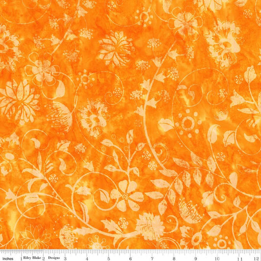 Wild Blossoms Sew Soft Rayon Batik - Apricot - Yardage