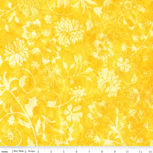 Wild Blossoms Sew Soft Rayon Batik - Dandelion - Yardage