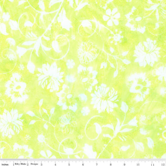 Wild Blossoms Sew Soft Rayon Batik - Pale Lime - Yardage