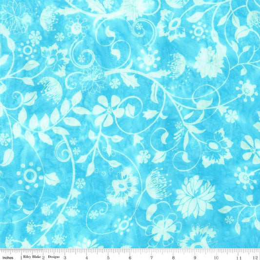 Wild Blossoms Sew Soft Rayon Batik - Duck Egg - Yardage