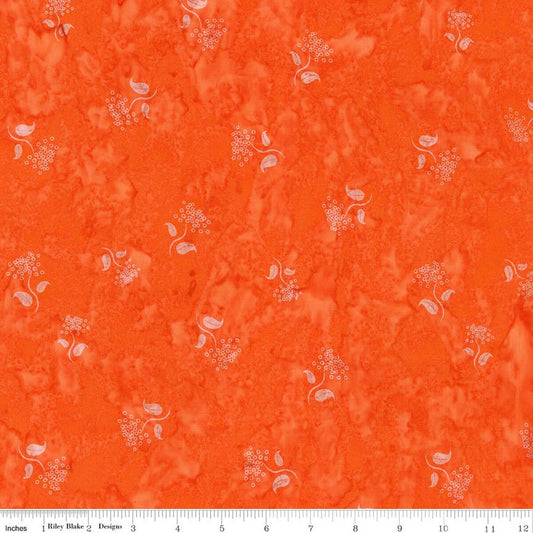 Wild Blossoms Sew Soft Rayon Batik - Papaya - Yardage