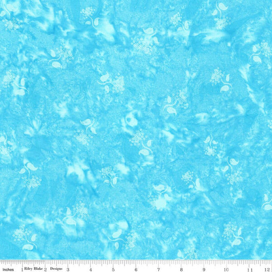 Wild Blossoms Sew Soft Rayon Batik - Duck Egg - Yardage