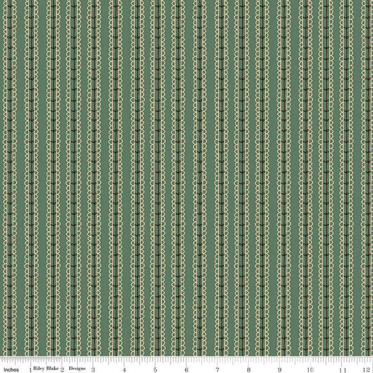 Morning Latte - Stripes - Green - Yardage