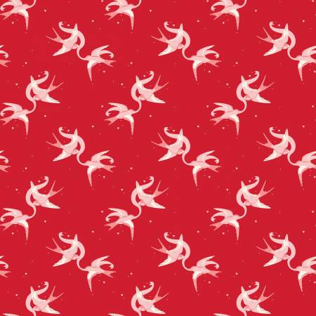 Letters to Cupid - Love Birds Red - Yardage