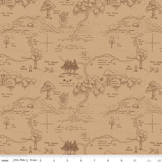 Winnie The Pooh - Map - Brown - Yardage