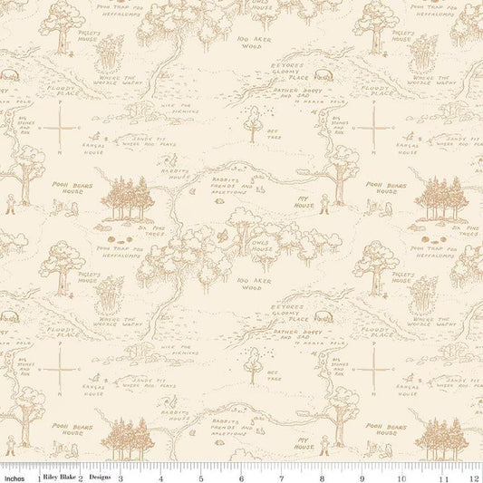 Winnie The Pooh - Map - Cream - Yardage