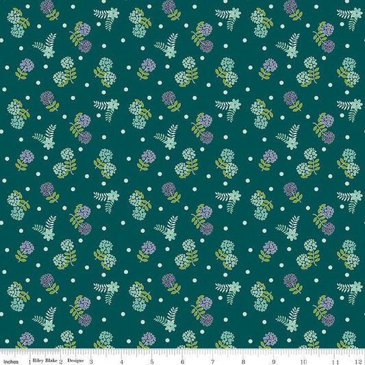 Awakening - Blossoms - Teal - Yardage