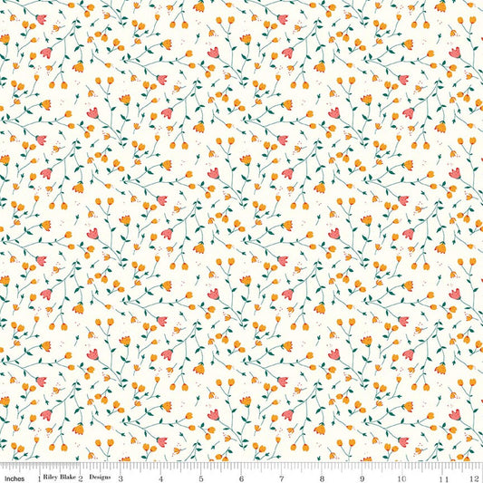 Serendipity 2 - Floral - Cream - Yardage