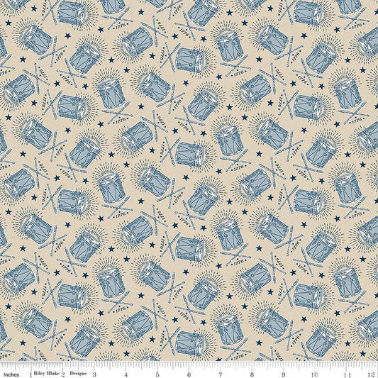 Independence - Drums - Beige - Yardage
