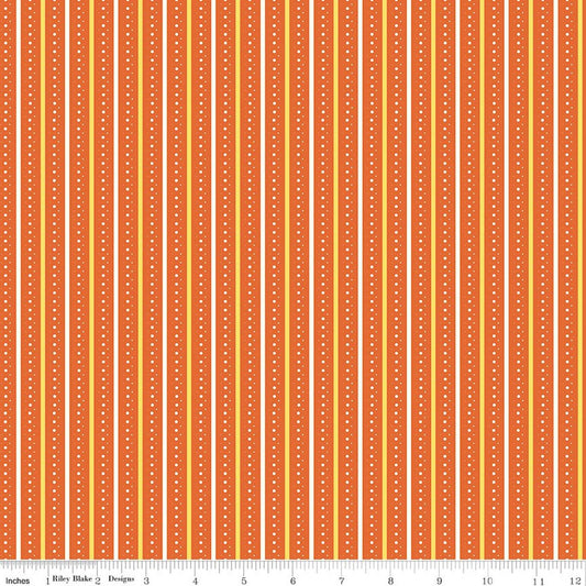 Summer's In Town - Stripes - Orange - Yardage