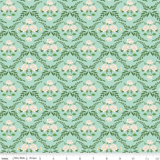 Correspondence - Trellis Damask - Mint - Yardage