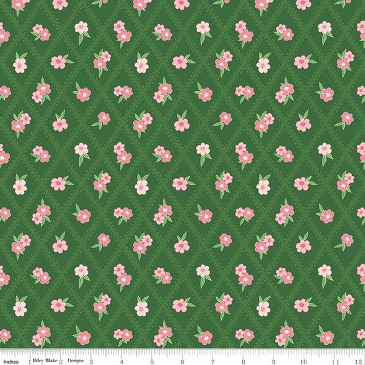 Correspondence - Stitched Flowers - Pickle - Yardage