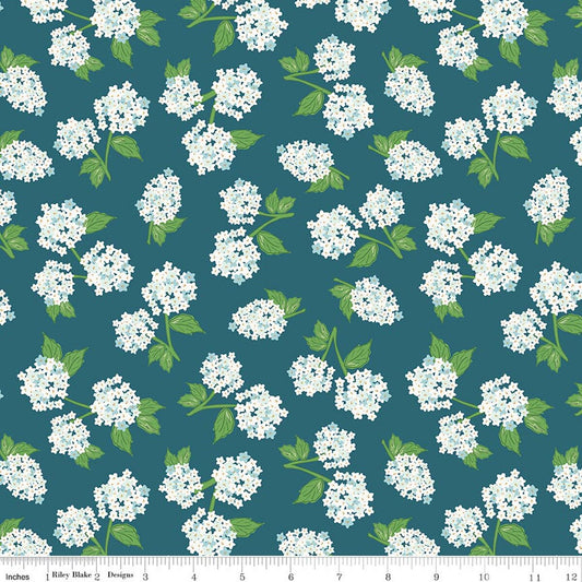 Correspondence - Hydrangeas - Colonial Blue - Yardage