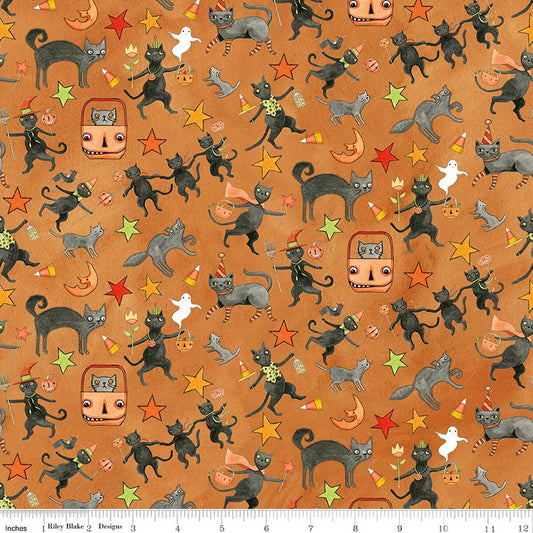 Spooky - Cats - Orange - Yardage