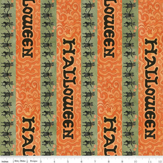 Spooky - Halloween Stripe - Green - Yardage