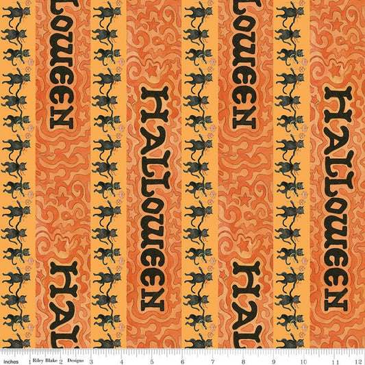 Spooky - Halloween Stripe - Pumpkin - Yardage