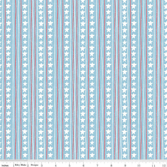 Firework Fields - Stars and Stripes - Blue - Yardage