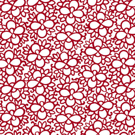 Crimson Royale - Fleu Geo - Dark Red / White - Yardage