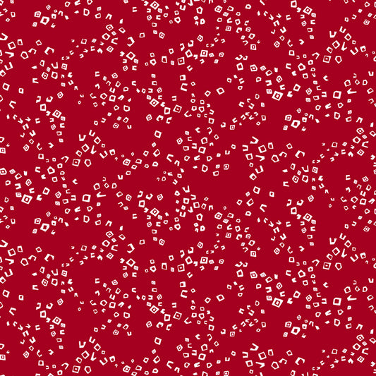 Crimson Royale - Scattered Shapes - Dark Red / White - Yardage