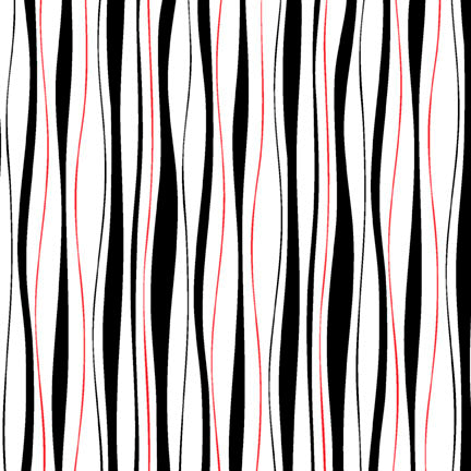 Crimson Royale - Wavy Stripe - White / Black - Yardage