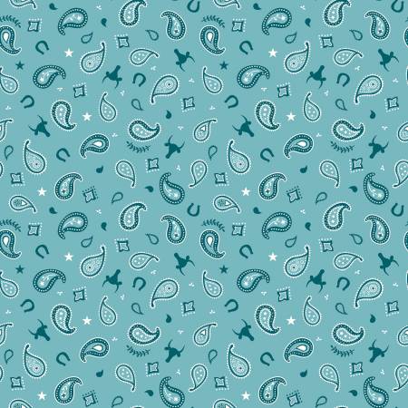 Flannel Lil Buckaroos Paisley Aqua - Yardage