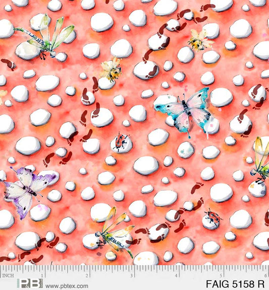 Fairy Garden Red Butterfly Yardage