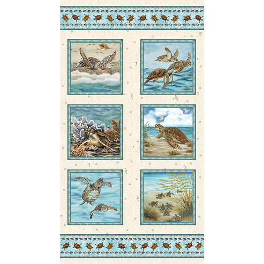 Turtle March Continuous Block Cream 24" Panel