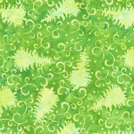 Island Batik- Christmas Tree Spirals Green Lemongrass- fabric