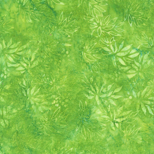 Island Batik Fabrics Sunlit Garden Medium Floral Green Lemongrass, Yardage